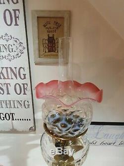 Rare Large Antique Art Nouveau Vaseline Glass Oil Lamp Glass shade