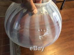 Rare Large Antique Victorian 11 3/4 Opalescent Swirl Oil Lamp Shade, Perfect