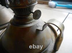Rare Pair Of 1930s Veritas Brass Finger Oil Lamps With Original Chimneys