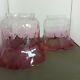 Rare Pair Of Cranberry Victorian Oil Lamp Shades