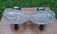 Rare Pair Original Victorian Deep heavy diamond cut glass crystal oil lamp fonts