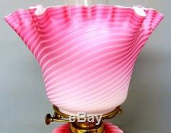 Rare Pearlescent Airtrap Cranberry Pink Duplex Oil Lamp Shade