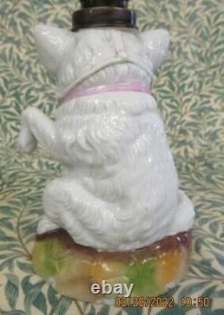 Rare Porcelain Dog Miniature Oil Lamp