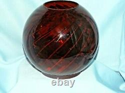 Rare RUBY RED Glass SWIRL Globes GWTW used in Pull Down lanterns VICTORIAN