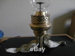 Rare Sought After Wild& Wessel18'' Globe Vulcan Oil Lamp Wick & Burner & Chimney
