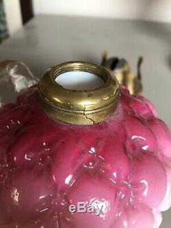 Rare Victorian Cranberry Miniature Finger Oil Lamp