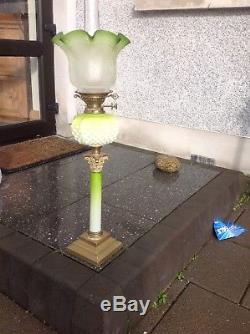 Rare Victorian Green Oil Lamp