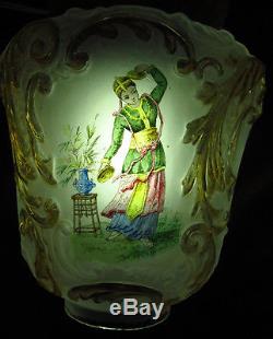 Rare Victorian Lamp Shade Baccarat oil Kerosene Tulipe Tulip Lampe huile