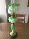 Rare Victorian Matching Green Oil Lamp Base And Font Complete With Shade