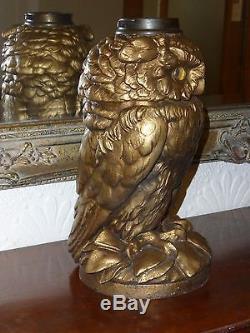 Rare Victorian Spelter Owl Oil Lamp By Craighead & Kunst