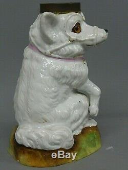 Rare Victorian Spitz Dog Figural Miniature Nursery Oil Lamp
