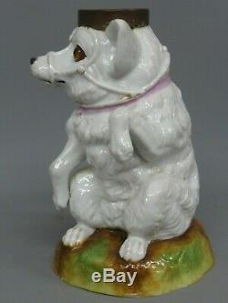 Rare Victorian Spitz Dog Figural Miniature Nursery Oil Lamp