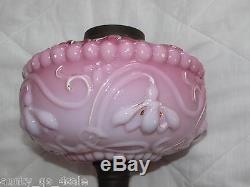 Rare antique pink white overlay glass Victorian Jubilee oil lamp