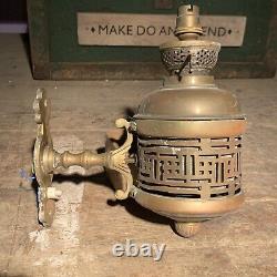 Reclaimed Brass Converted Oil Lamp Wall Light Unusual Rare