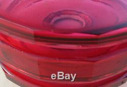 Ruby Red/Cranberry Triple Faceted Cut Glass Oil Lamp Font / Fount Bayonet Collar
