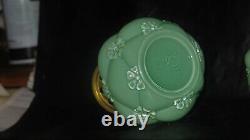 S 389 Florette Green High Quality Antique Art Glass Miniature Oil Lamp MINT