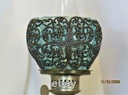 S-473 Mint Blue Snowflake Art Glass Miniature Oil Lamp, A VERY VERY RARE LAMP
