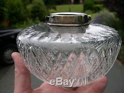 Spare Rich Cut English Crystal Duplex Oil Lamp Font Hinks Silver Plated Fittings