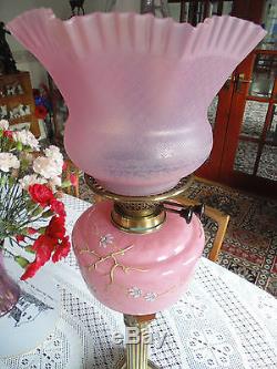 Stunning Victorian Pink Twin Duplex Oil Lamp