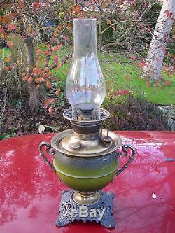 SUPERB MILLER No 2 CENTRE DRAUGHT PARAFFIN OIL LAMP WORKING WITH CORRECT CHIMNEY