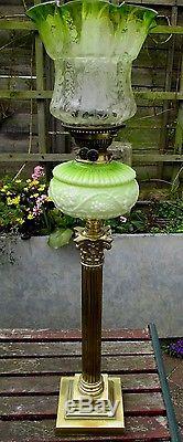 SUPERB QUALITY 36in VICTORIAN OIL LAMP & ORIGINAL SHADE