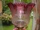 SUPERIOR ORIGINAL FULL SIZE 8 SIDED VICTORIAN ETCHED CRANBERRY OIL LAMP SHADE