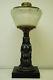 Sandwich Glass Antique Oil Kerosene Old American Madonna Figural Eapg Metal Lamp