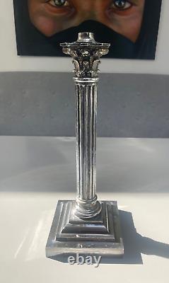 Silver plate corinthian column oil lamp base leaded cut glass Messenger Font