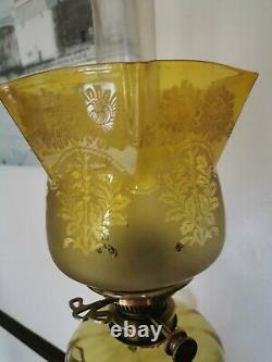 Simply Stunning Antique Victorian Acid Etched Duplex Tulip Oil Lamp Shade
