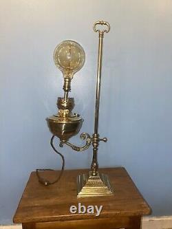 Student Brass Single Arm Burner Sherwoods Oil Lamp Converted To Electric