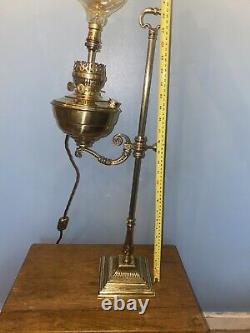 Student Brass Single Arm Burner Sherwoods Oil Lamp Converted To Electric