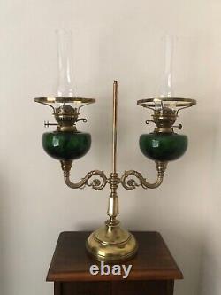 Student Library Brass Twin Arm Burners Paraffin Oil Lamp