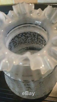 Stunning Acid Etched Frilled, Ribbed Oil Lamp Glass Shade