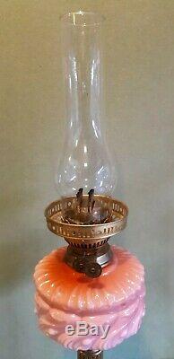Stunning Antique Cranberry Glass Font Duplex Oil Lamp 67 cms Tall