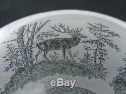Stunning Antique Hinks Etched Globe Duplex Oil Lamp Shade, Deer In Forest Decor