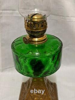 Stunning Antique green Colour Glass Oil Lamp 50 cm youngs brilliant no 3 burner