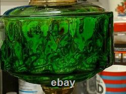 Stunning Antique green Colour Glass Oil Lamp 50 cm youngs brilliant no 3 burner