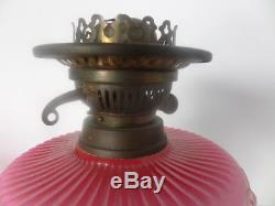 Stunning Blush Duplex Oil Lamp with Original Cranberry Shade