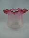 Stunning Cranberry Glass Acid Etched Tulip Duplex Oil Lamp Shade 4 Fitter