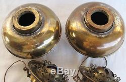 Stunning Pair of Hinks No. 2 Wall Mounted Oil Lamps Art Nouveau Victorian