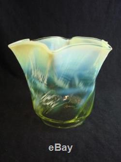 Stunning Vaseline / Opalescent Swirled Design Oil Lamp Shade, Duplex 4 Fitter