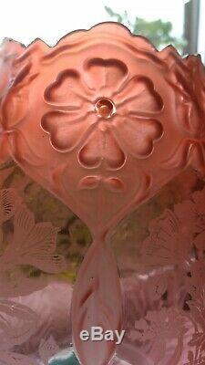 Stunning Victorian Peach Beehive Oil Lamp Shade