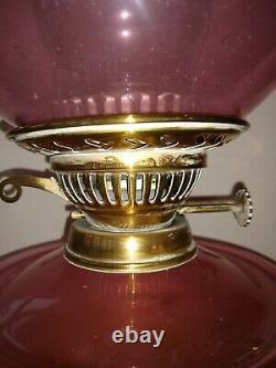 Stunning Victorian cranberry glass oil lamp pick up Monmouth or Bristol area