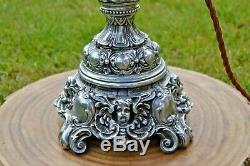 Stunning Vintage Victorian Oil Lamp Cast Iron Ornate Urn. Converted
