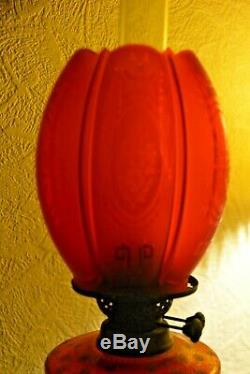 Stunning antique Victorian Bohemian glass oil lamp