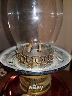 Stunning cranberry glass oil lamp hinks no 2