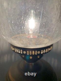 Stunning electrically converted Victorian oil lamp with large glass globe