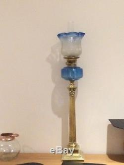 Suberb Rare Victorian Blue Oil Lamp