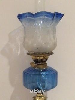 Suberb Rare Victorian Blue Oil Lamp