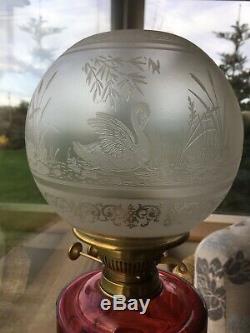 Suberb Rare Victorina Swan Oil Lamp Shade